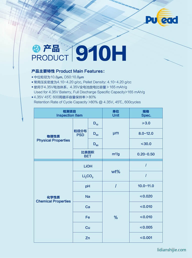 北大先行鋰離子電池正極材料鈷酸鋰LCO-910H簡介